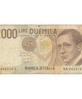 1990 Italy 2000 Lire Banknote 