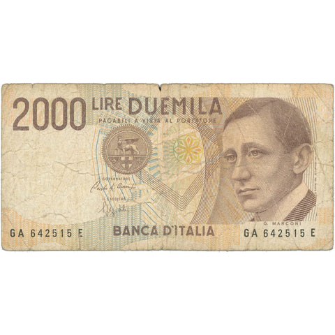 1990 Italy 2000 Lire Banknote 