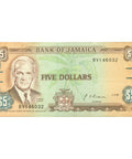 1991 Jamaica 5 Dollars Banknote