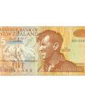 1992 New Zealand 5 Dollars Banknote