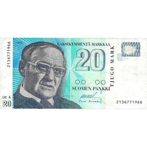 1993 Finland 20 Markkaa Banknote