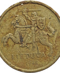 1998 10 Centų Lithuania Coin Tybe B Right Hoof Inclined