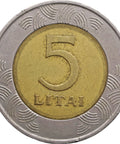 1998 5 Litai Lithuania Coin