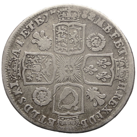 1732 Shilling George II Coin UK Silver Roses and plumes in angles