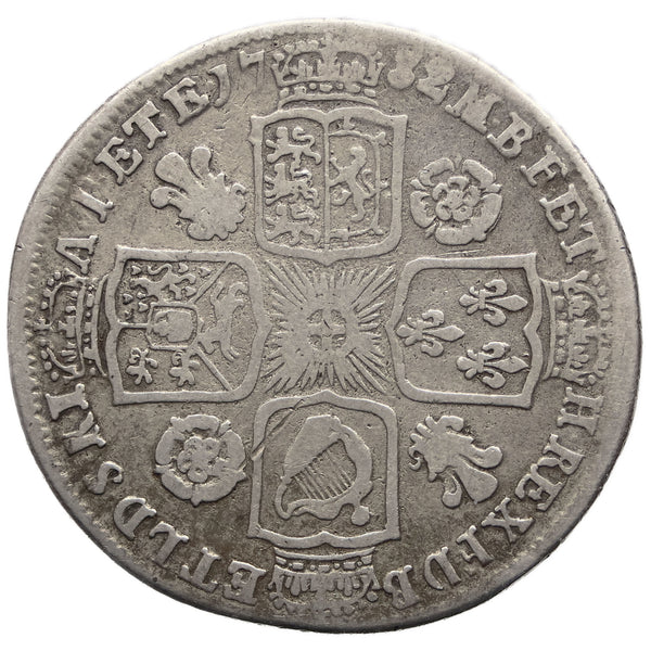 1732 Shilling George II Coin UK Silver Roses and plumes in angles