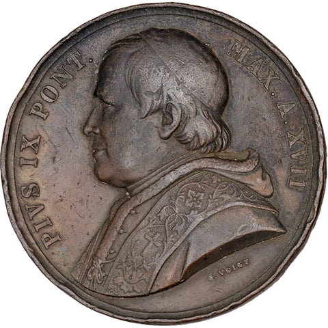 1862 Papal States Pope Pius IX Antiqua Pietas Renovatur Medal