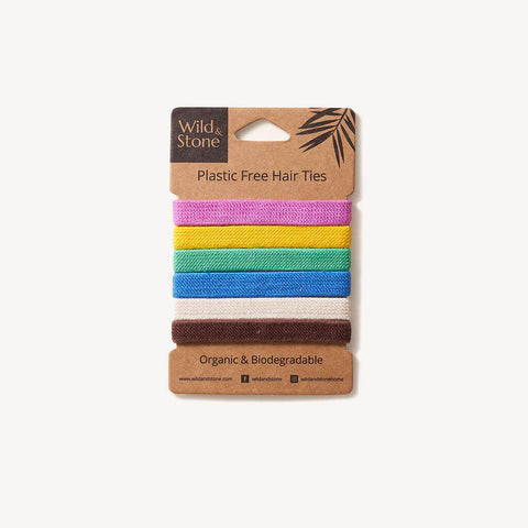 Colourful Plastic Free Hair Ties - 6 Pack