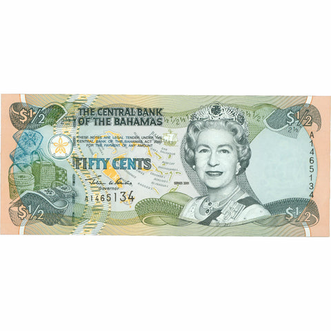 2001 Bahamas 50 Cents Banknote