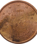 2010 2 Euro Cent Spain Coin Santiago de Compostela Mint Madrid