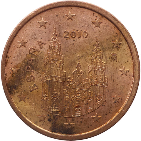 2010 2 Euro Cent Spain Coin Santiago de Compostela Mint Madrid