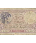 1918 France 5 Francs Banknote
