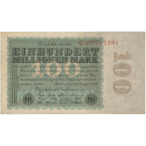 1923 Germany 100 Million Mark Banknote