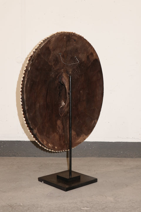 Bouclier perlé du Cameroun - L - 55 cm Noir et blanc 06