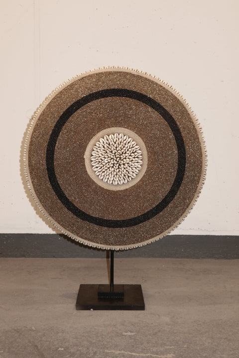 Kamerunischer Perlenschild - L - 56 cm Gold &amp; Schwarz 07