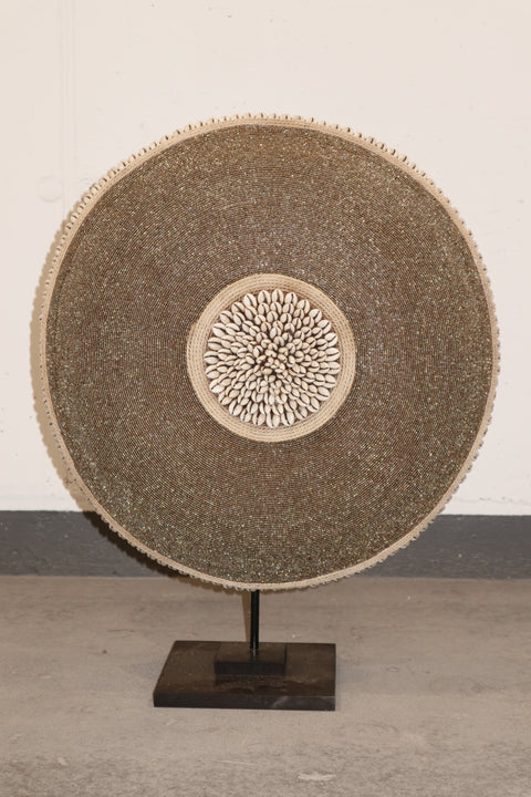 Cameroon Beaded Shield - L - 55cm Gold 09