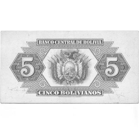 1928 Bolivia 5 Bolivianos Banknote