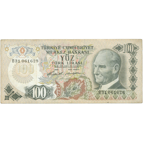 1972 Turkey 100 Turk Lirasi Banknote
