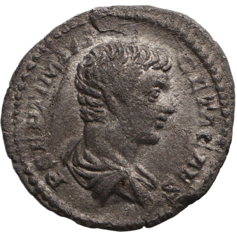 203 - 208 Roman Empire Denarius Geta Coin Minerva