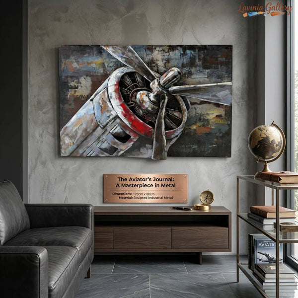 Vintage Handcrafted Airplane Propeller 3D Metal Wall Art, Living Room Decor, Unique Gift