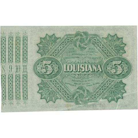 1879 Louisiana $5 Bond Certificate