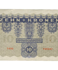 1922 Austria-Hungary 10 Kronen Banknote
