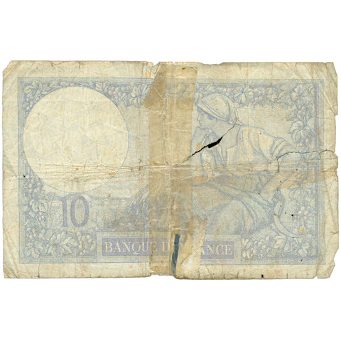1922 France 10 Francs Banknote 