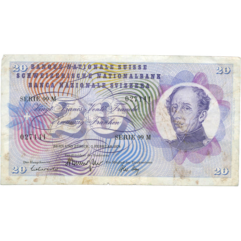 1974 Switzerland 20 Francs Banknote
