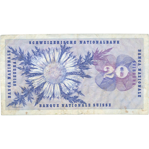 1974 Switzerland 20 Francs Banknote