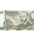 1984 Austria 100 Schilling Banknote