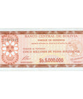 1985 Bolivia 5,000,000 Pesos Bolivianos Banknote