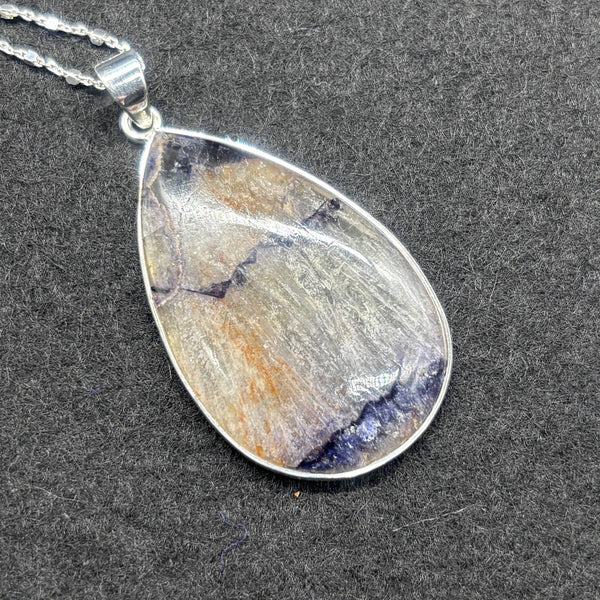 Blue John Fluorite Pendant in Sterling Silver