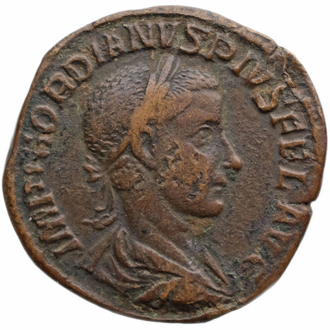 241 - 244 Roman Empire Sestertius Gordian III Coin Pax Aeternas