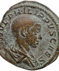 244 - 246 Roman Empire Sestertius Philip II (Caesar) Coin