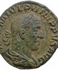 247 - 249 Roman Empire Sestertius Philippus I Coin Felicitas
