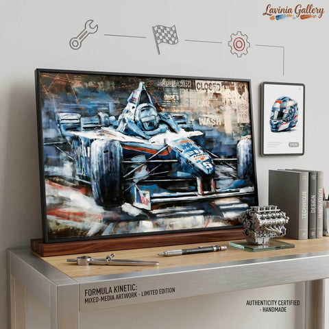 Vintage Handcrafted Race Car 3D Metal Wall Art, Original Painting, Living Room Decor, Unique Gift