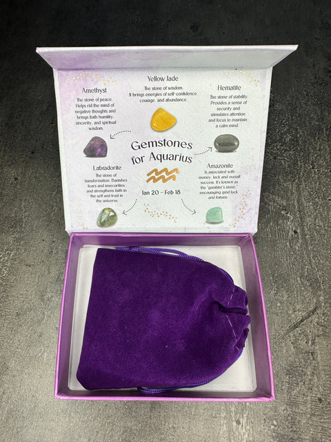 Wassermann Kristall-Trommelstein-Geschenkset – Bündel
