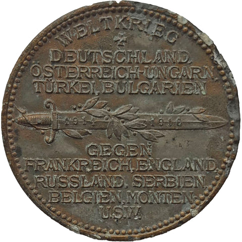 1914–1916 German World War I Alliance Medal Late Restrike