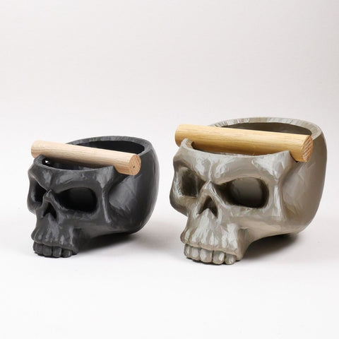 Gothic Skull Espresso Knock Box with Oak Bar