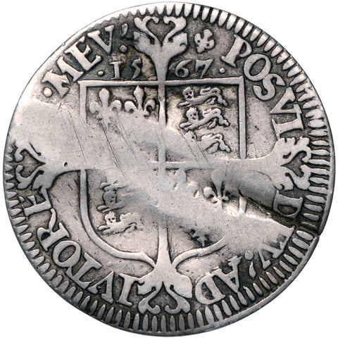 1567 Sixpence Elizabeth I England Coin Milled Issue Lis mm Silver
