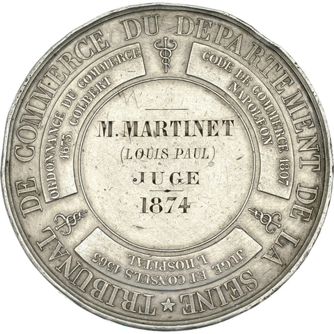 1874 Tribunal de Commerce Louis Paul Martinet Medal France