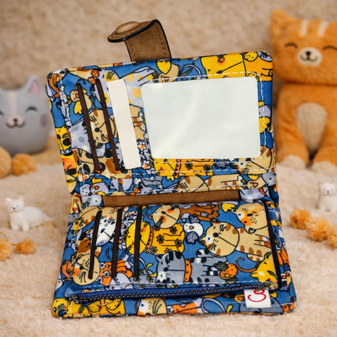 Cute Cat Print Women’s Short Wallet – PU Leather Coin Purse & ID Card Holder