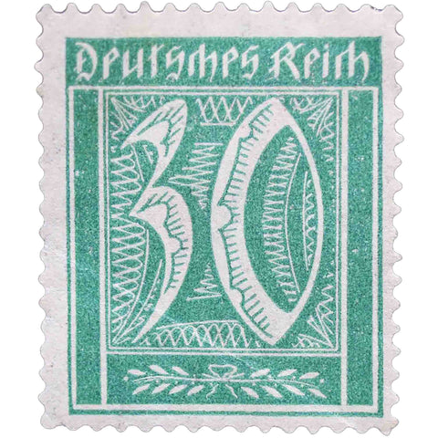 30 Pfennig Green Stamp 1921. German Weimar Republic