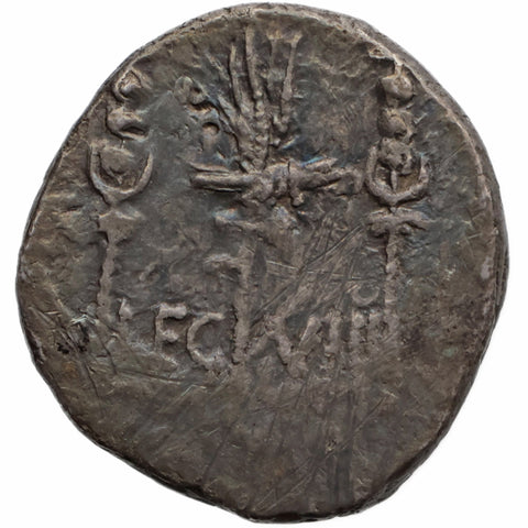 32 - 31 BC Roman Republic Denarius Mark Antony Legion VIII Coin