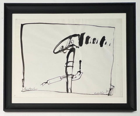 Lucebert (1924-1994) - Encre originale encadrée, Rivello, 1974