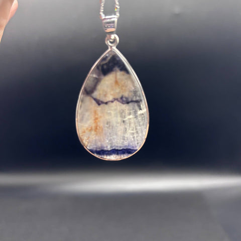 Blue John Fluorite Pendant in Sterling Silver
