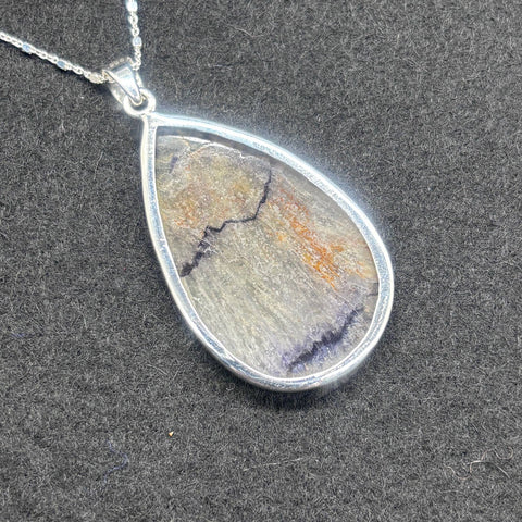 Blue John Fluorite Pendant in Sterling Silver
