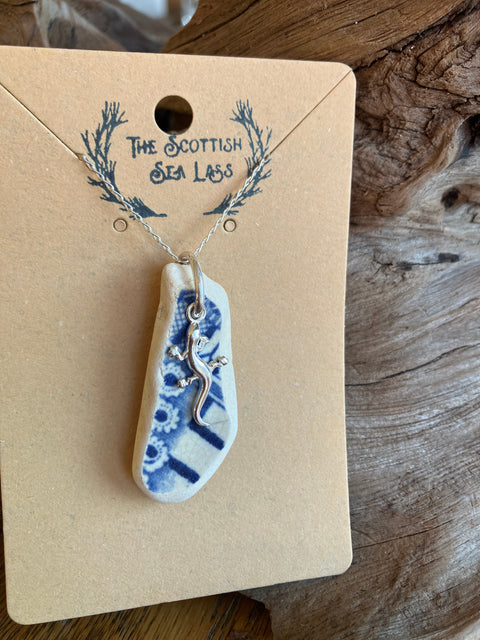 Gecko Scottish Sea Pottery 925 pendant