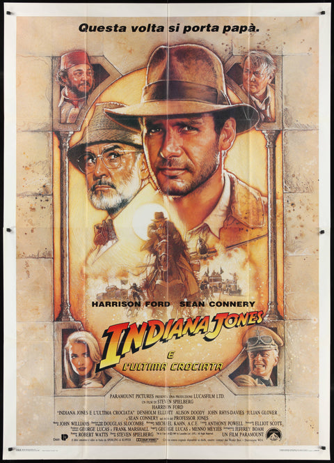 Indiana Jones et la Dernière Croisade (1989) Affiche de film italienne originale à deux volets