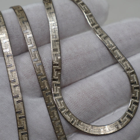 Necklace and Bracelet Set Greek Key Pattern Used Italian 925 Silver