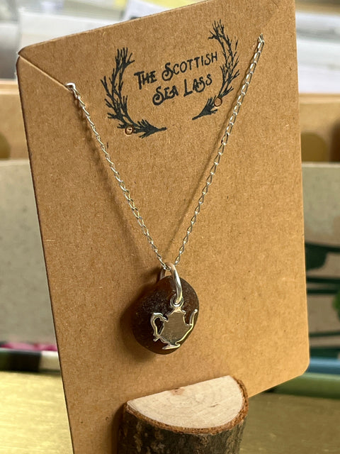 Teapot Scottish Seaglass 925 pendant